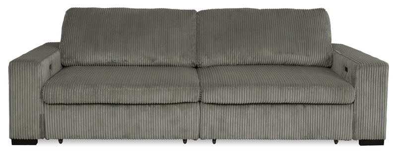 Stratus 108\" Faux Fur Fabric Full-Size Sofa Bed with Power Sliding - Fog Grey