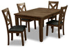 Talia 5pc Dining Set with Table & 4 Chairs, 60-78\"W Extension - Grey/Brown