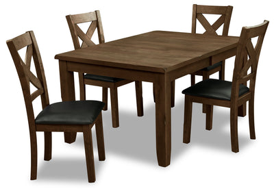 Talia 5pc Dining Set with Table & 4 Chairs, 60-78"W Extension - Grey/Brown | Ensemble de salle à manger Talia 5 pièces avec table, rallonge de 60 po à 78 po (L) et 4 chaises - gris-brun