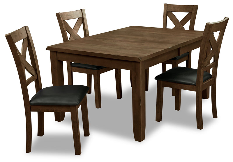 Talia 5pc Dining Set with Table & 4 Chairs, 60-78\"W Extension - Grey/Brown