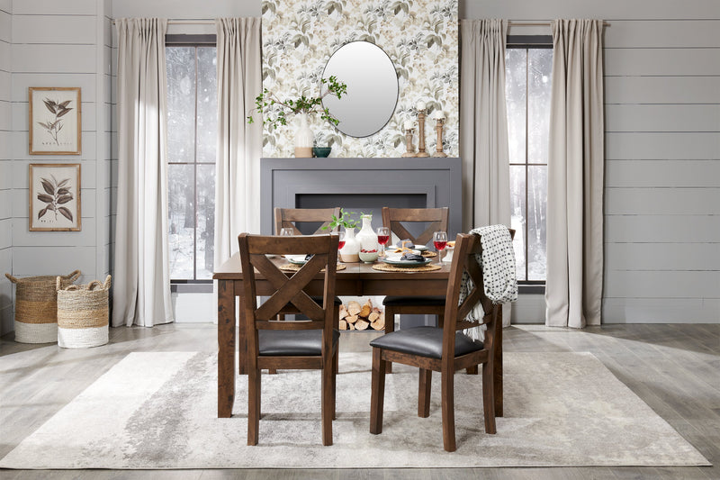Talia 5pc Dining Set with Table & 4 Chairs, 60-78\"W Extension - Grey/Brown