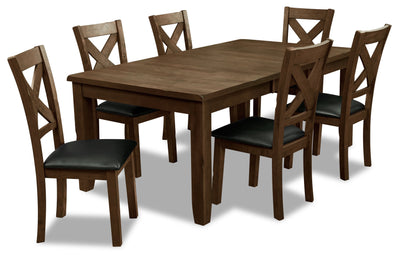 Talia 7pc Dining Set with Table & 6 Chairs, 60-78"W Extension - Grey/Brown | Ensemble de salle à manger Talia 7 pièces avec table, rallonge de 60 po à 78 po (L) et 6 chaises - gris-brun