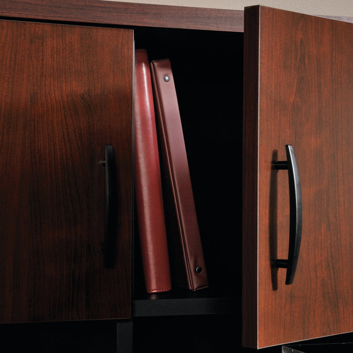 Via 36.54\" Commercial Grade Filing Hutch with Cabinet & Cubbyhoes - Cherry & Grey