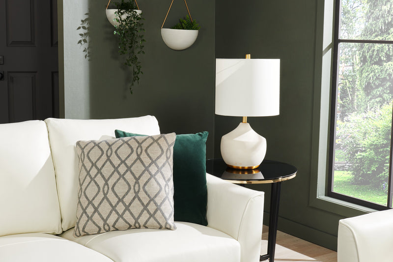 Xander 24\" Modern Round Glass Top End Table - Black and Gold with Metal Legs