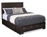 Yorkdale 6-Drawer Platform Bed with Headboard & Storage Frame, Made in Canada, Brown - Queen Size