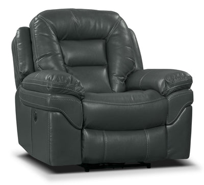 Leo 41" Leather-Look Fabric Power Reclining Chair - Grey | Fauteuil à inclinaison électrique Leo de 41 po en tissu d’apparence cuir - gris