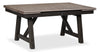 Zao Dining Table with 66-94\"W Extension, Melamine, Trestle Base - Brown