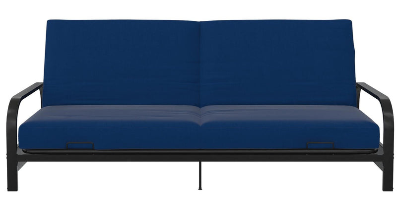 DHP Elbern Futon with Blue Linen Slipcover The Brick