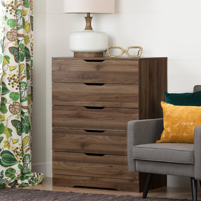 Holland 5-Drawer Chest - Natural Walnut
