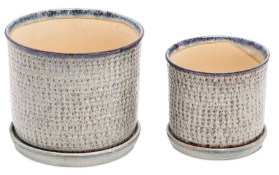 Blue 6/8" Ceramic Planter - Set of 2|Pot à fleurs en céramique bleue de 6 et 8 po - ensemble de 2|14807CPL