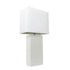 Elegant Designs Modern Leather Table Lamp with White Fabric Shade