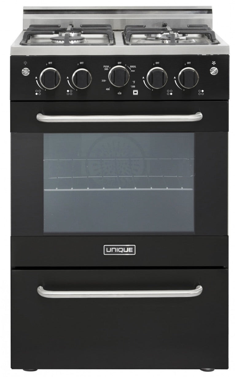 Prestige by Unique 24 Inch Convection Gas Range UGP 24V PC1 B