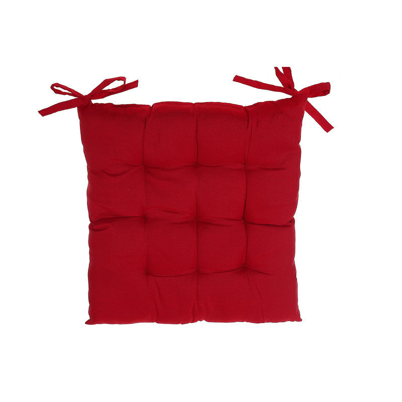 Polyester Tufted Chair pad 18 x 18 Red Set of The Brick