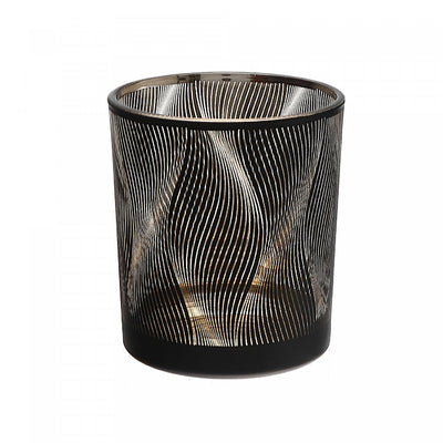 Glass Votive Holder Waves - Set of 2 Candle Holder|Bougeoir en verre pour chandelle décorative à motif de vagues - ensemble de 2 bougeoirs