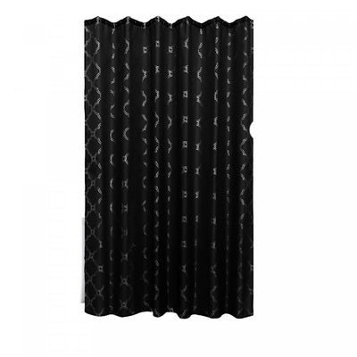 Polyester Silver Foil Trellis Printed Shower Curtain Black|Rideau de douche en polyester noir et aluminium argenté à motif de treillis