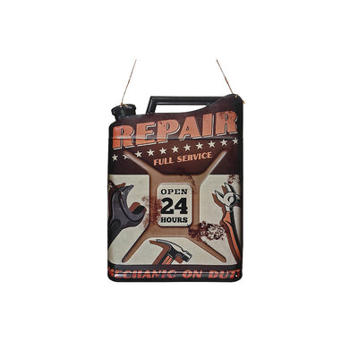 Embossed Metal Wall Sign Repair Open 24 Hours Wall Decor|Panneau mural décoratif Repair Open 24 Hours en métal embossé