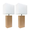 Elegant Designs 2 Pack Modern Leather Table Lamps with White Fabric Shades, Beige Lamp Set