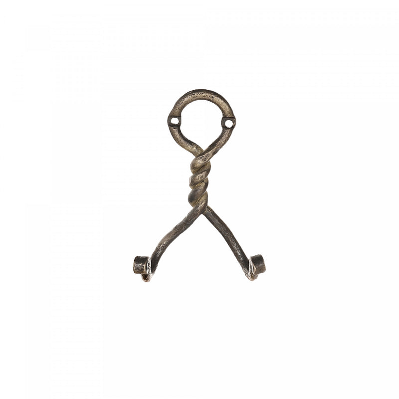 Double Twist Iron Wall Hook Antique Brass Set of 4 Hooks The Brick