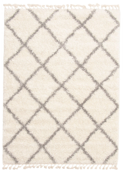 Helma Diamond Cream Shag 3'11\" X 5'11\" Area Rug