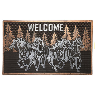 Rubber Running Horses Floormat|Tapis de plancher orné de chevaux au galop, en caoutchouc
