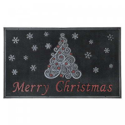 Rubber Single Tree Merry Christmas Floormat|Tapis de plancher « Merry Christmas » avec arbre, en caoutchouc