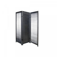 3 Panel Adjustable Wooden Shutter Screen Black