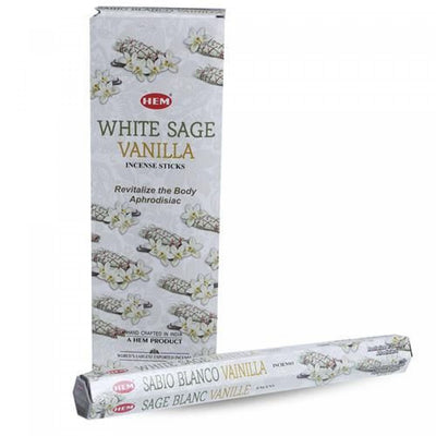 Hem Incense 20 Stick White Sage Vanilla - Set of 6 Incense Sticks|20 bâtons d’encens Hem à arôme de sauge blanc vanille - ensemble de 6 paquets de bâtons d’encens
