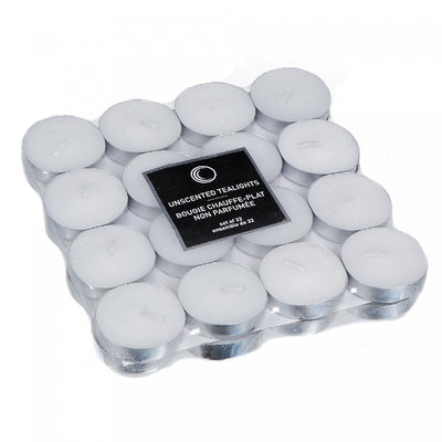 32 Pk Unscented Tealights White - Set of 2 Candle|Paquet de 32 bougies chauffe-plats blanches non parfumées - ensemble de 2 paquets de bougies