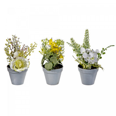 Artificial Potted Floral - Set of 3 Artificial Flower|Fleurs artificielles dans un pot - ensemble de 3 fleurs artificielles