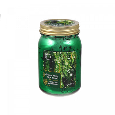 9.2oz Electroplated Mason Jar Candle Christmas Magic|Chandelle de 9,2 oz à arôme de magie de Noël dans un pot Mason électroplaqué
