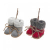 Fuzzy Knitted Boots Ornaments - Set of 2 Christmas Ornaments