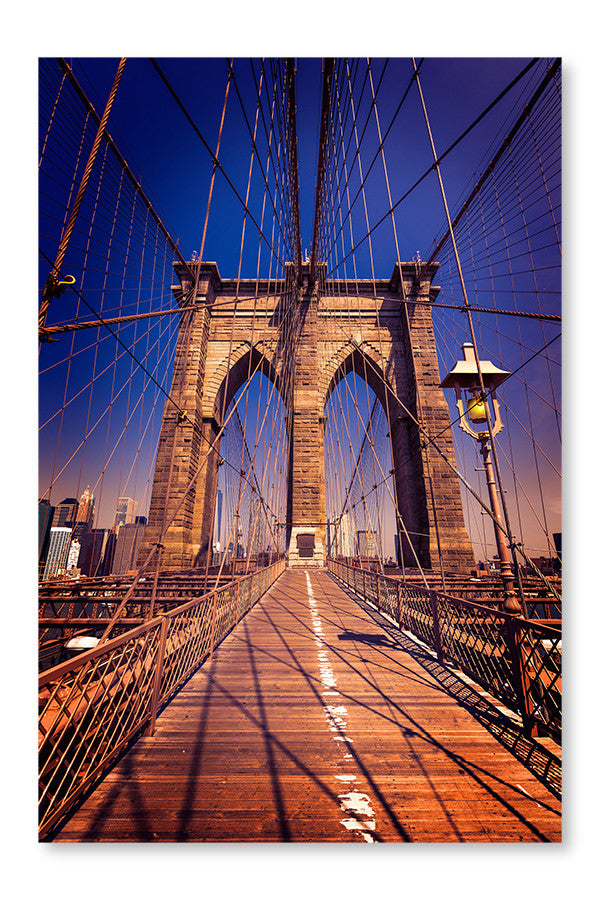York Bridge Brooklyn Fabric The Brick Art Wall Manhattan New | Panel 24x36 Wit...