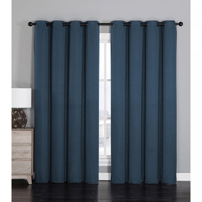 Jacquard Blackout Panel Linea Navy Blue 84"- Set of 2|Panneau coupe-lumière Linea de 84 po bleu marine en jacquard - ensemble de 2