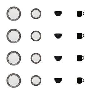 Oxford Actual 16-Piece Dinnerware Set - Black Ivory