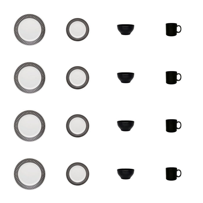 Oxford Actual 16-Piece Dinnerware Set - Black Ivory