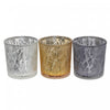 Glass Tealight Holders Crackled - Set of 3 Candle Holder