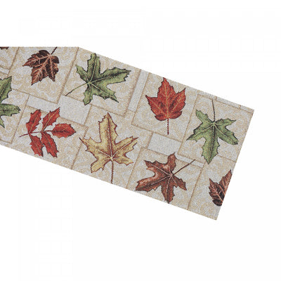 Tapestry Table Runner Square End Leaves|Chemin de table en tapisserie à extrémité carrée orné de feuilles
