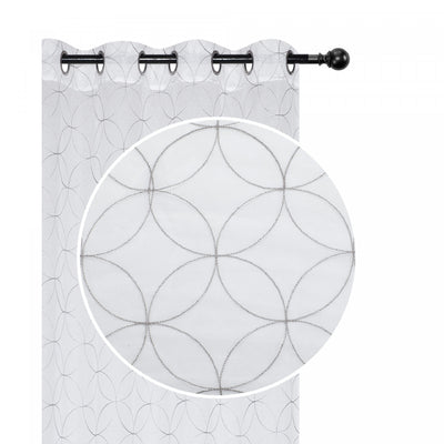Lurex Embroidered Sheer Panel Diamond Grey 96" - Set of 2|Panneau de rideau transparent en LurexMC brodé de motifs de diamants gris - ensemble de 2