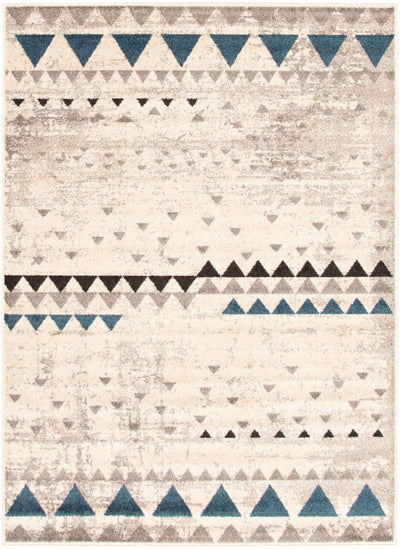 Raja Ivory-Blue Area Rug - 3'11" x 5'7"