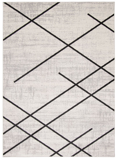 Damali Ivory/Black Machine Washable Area Rug - 5'0" x 7'0"