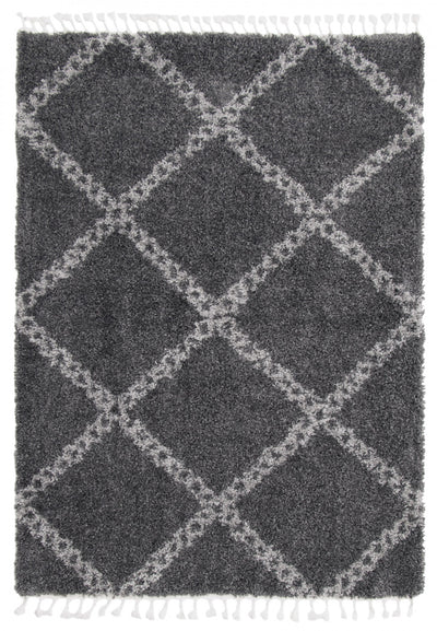 Helma Stark Dark Grey Shag 3'11" X 5'11" Area Rug