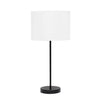 Simple Designs Black Stick Lamp with Fabric Shade, White Table Lamp