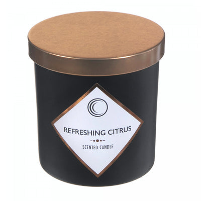 7oz Matte Black Scented Candle with Lid Refreshing Citrus - Set of 2|Bougie parfumée noir mat de 7 oz à arôme d’agrumes rafraîchissants avec couvercle - ensemble de 2