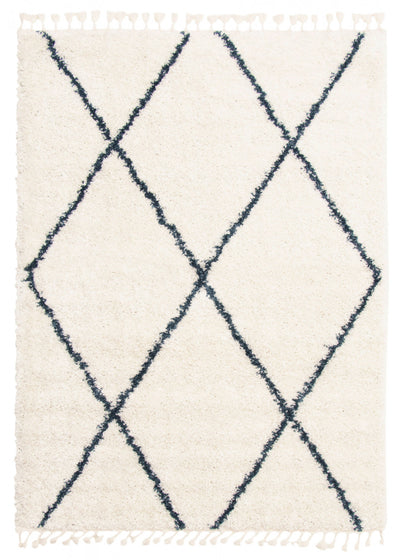 Helma Losange Cream Shag 3'11" X 5'11" Area Rug