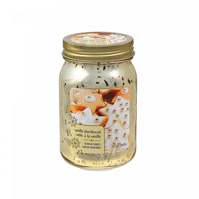 9.2oz Electroplated Mason Jar Candle Vanilla Shortbread|Chandelle de 9,2 oz à arôme de sablé à la vanille dans un pot Mason électroplaqué