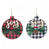 Buffalo Plaid Joy on Ball Wood Ornament - Set of 12 Christmas Ornaments