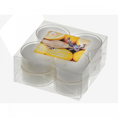 8 Pk Scented Tealights Citrus Ginger - Set of 2 Candle|Paquet de 8 bougies chauffe-plats parfumées à arôme d’agrumes et gingembre - ensemble de 2 paquets de bougies