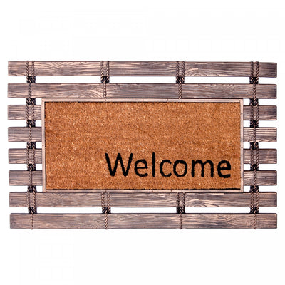 Welcome Rubber Fence with Coir Floormat|Tapis de plancher « Welcome » représentant une clôture en caoutchouc avec fibre de coco