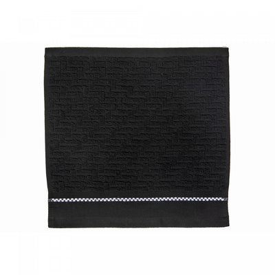 Luxury Stitch Wash Cloth 12 x 12 Black - Set of 6 Towels|Débarbouillette brodée luxueuse 12 x 12 noire - ensemble de 6 serviettes