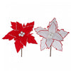 Red/white Edged Poinsettia Pick - Set of 12